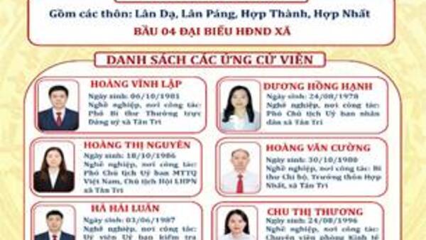 TÂN TRI - DẤU ẤN DÂN CHỦ TỪ DANH SÁCH ỨNG CỬ VIÊN  HĐND KHÓA XXI
