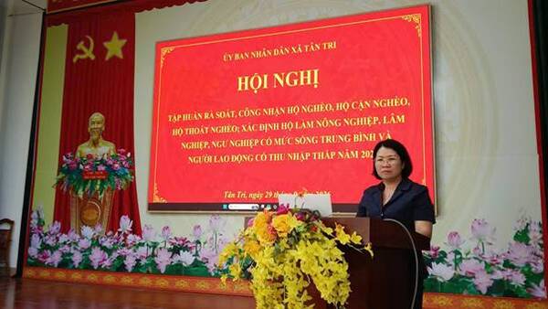 XÃ TÂN TRI TỔ CHỨC TẬP HUẤN RÀ SOÁT HỘ NGHÈO, HỘ CẬN NGHÈO VÀ XÁC ĐỊNH MỨC SỐNG DÂN CƯ NĂM 2026